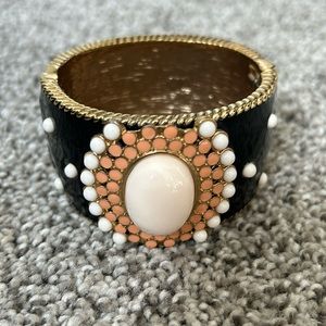 Gold/Black Metal Cuff with Melon and Cream Detailing
